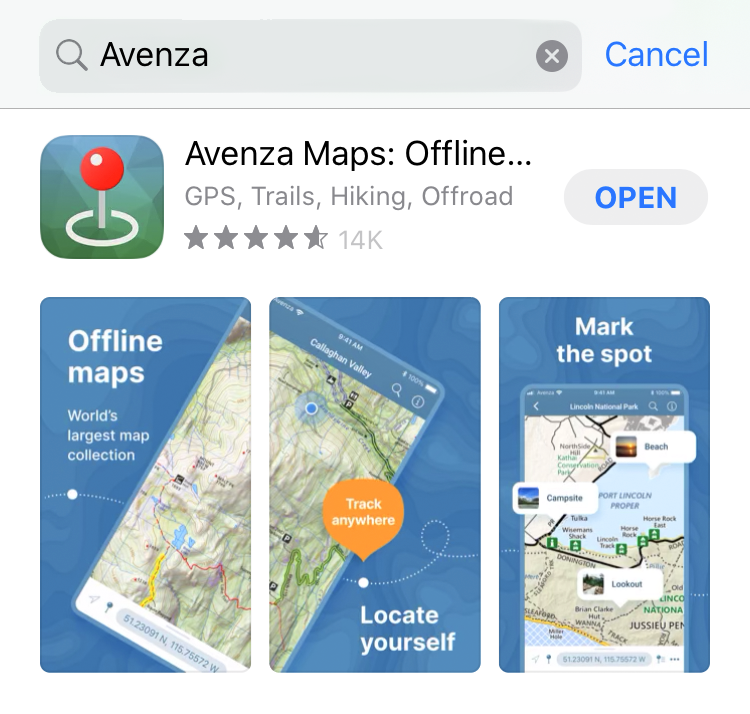 Avenza Offline Maps is available to download through available through the App Store or Google Play